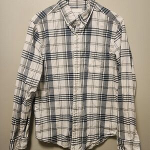 American Eagle Outfitters White and Blue Checkered Shirt